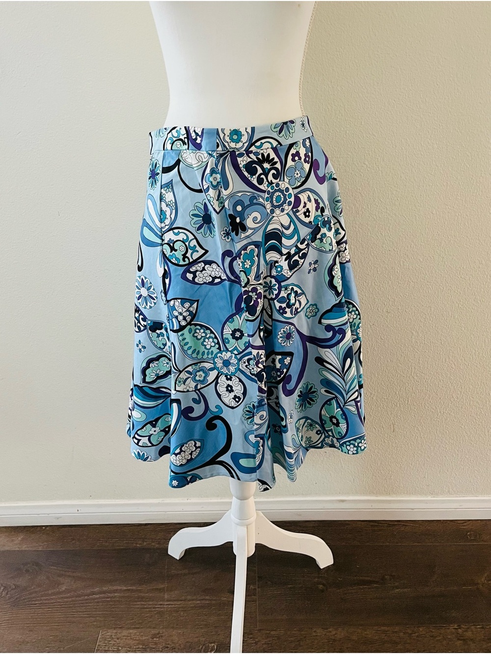 Sunny Leigh Blue Floral Circle Skirt